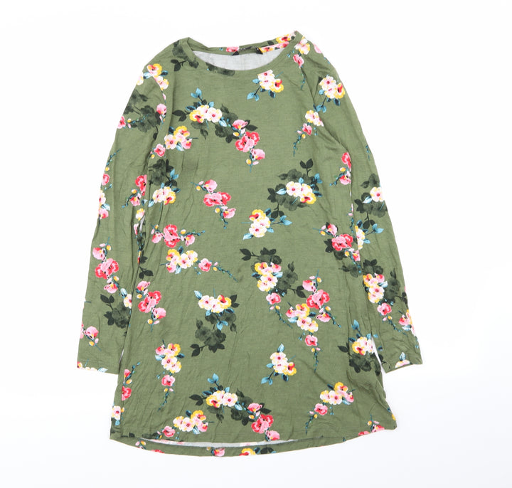 Peacocks Womens Green Floral T-Shirt Dress Size 8
