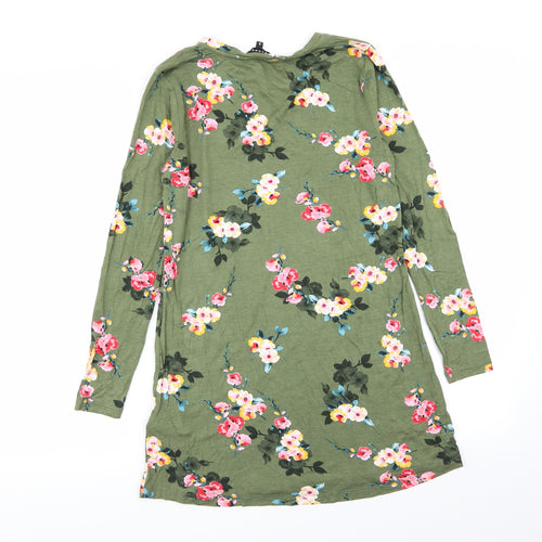 Peacocks Womens Green Floral  T-Shirt Dress  Size 8