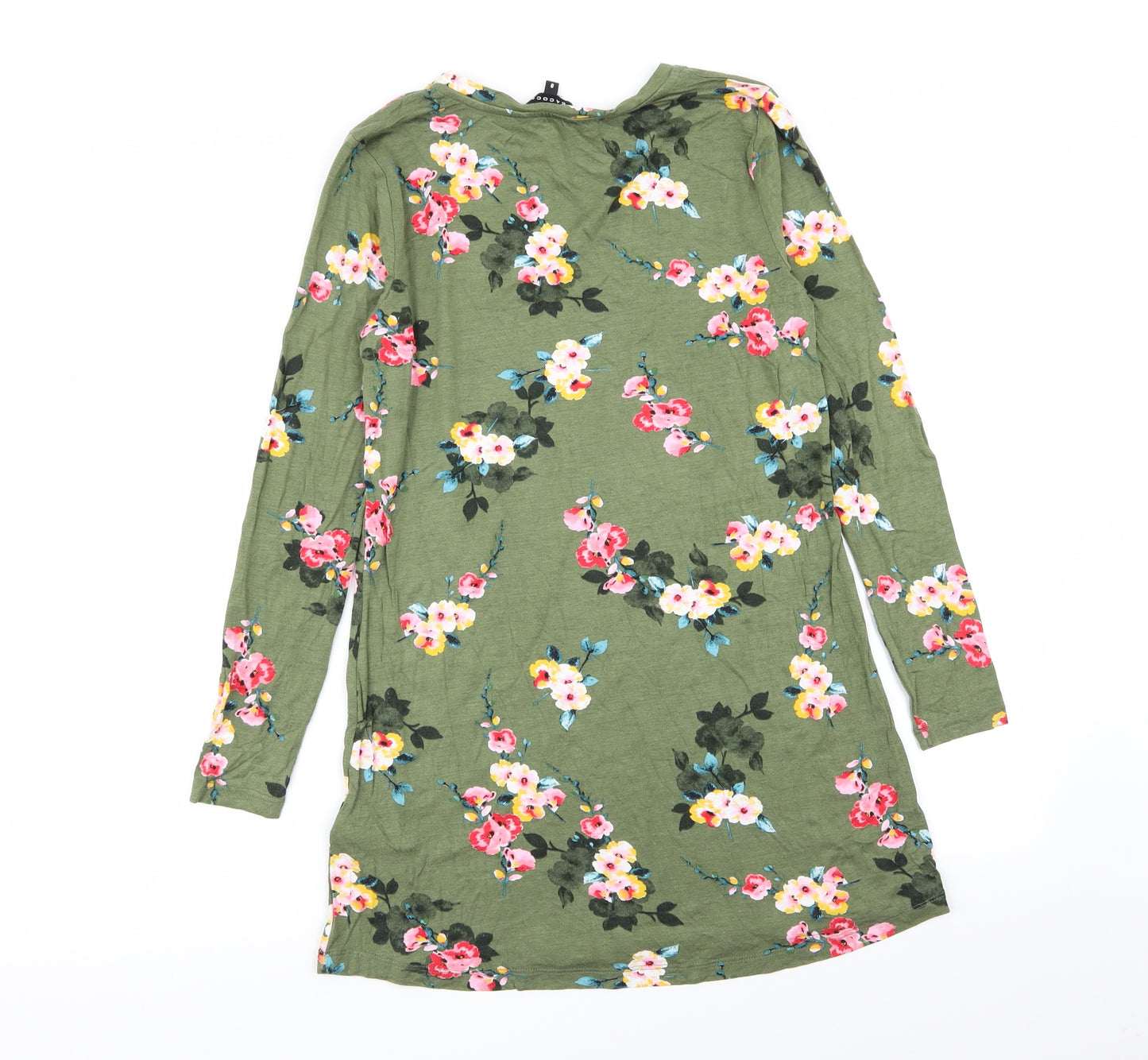 Peacocks Womens Green Floral  T-Shirt Dress  Size 8
