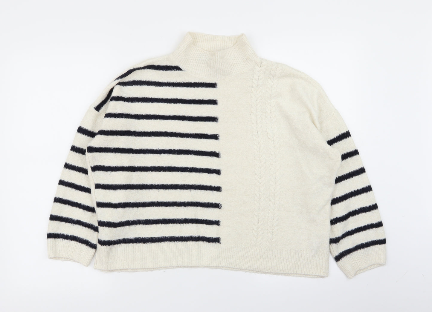 M&S Womens Ivory Striped  Pullover Jumper Size L