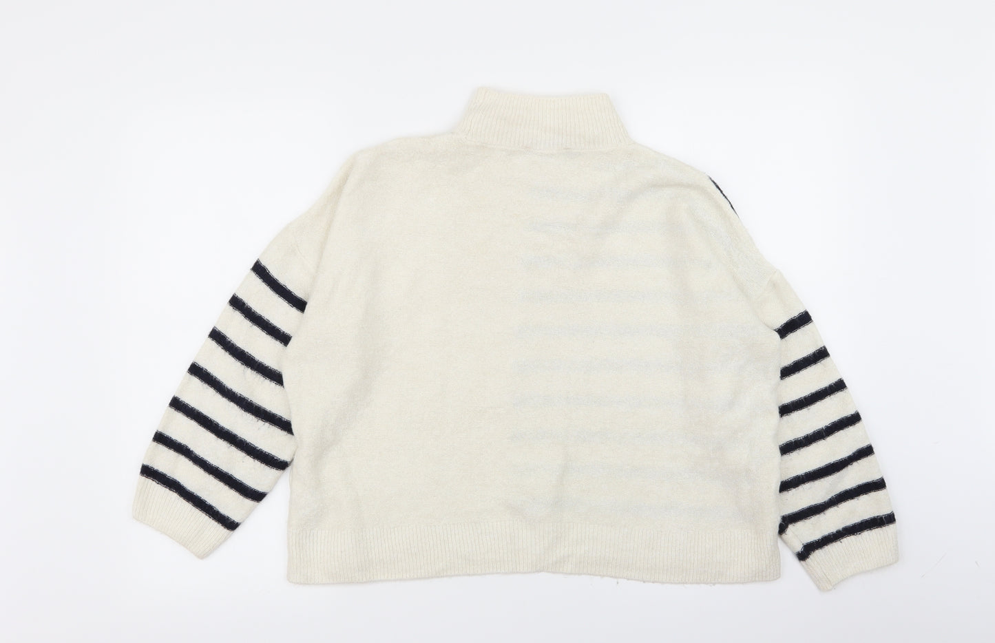M&S Womens Ivory Striped  Pullover Jumper Size L