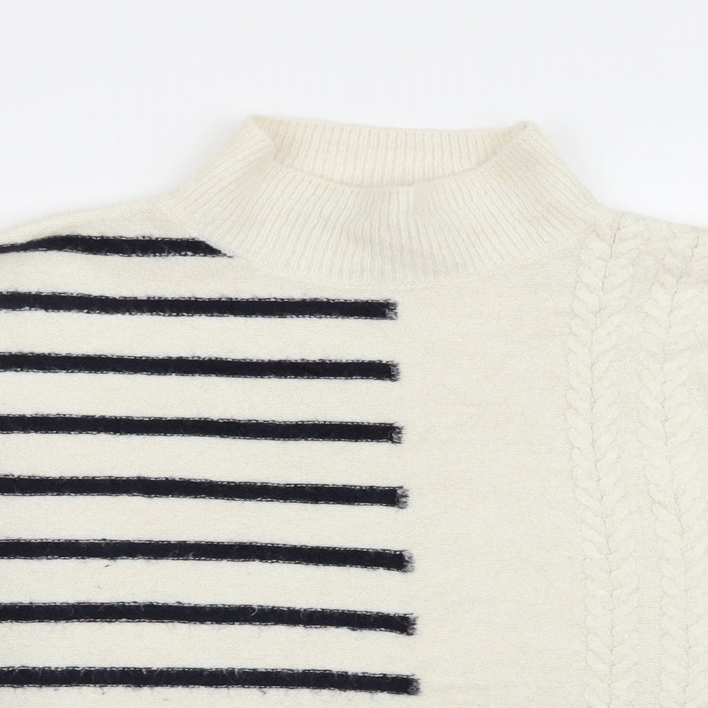 M&S Womens Ivory Striped  Pullover Jumper Size L
