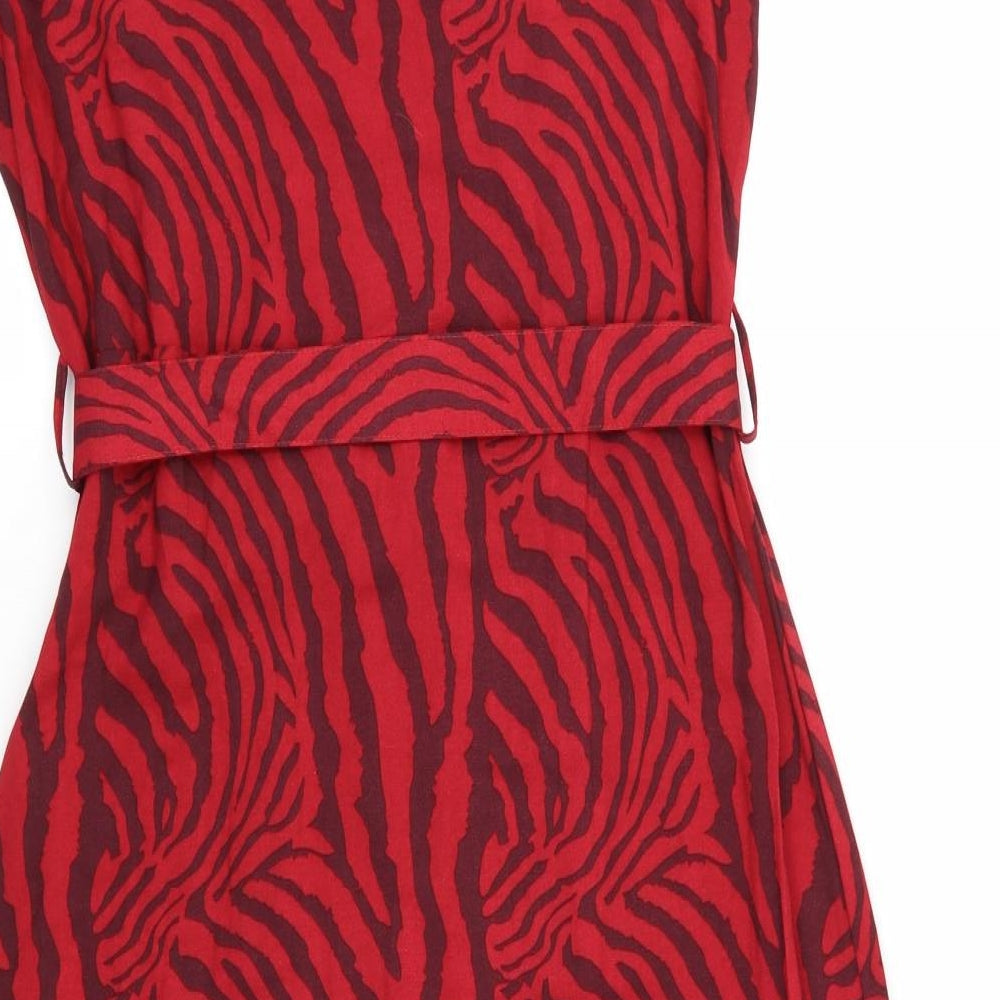Avon Womens Red Animal Print  A-Line  Size 16