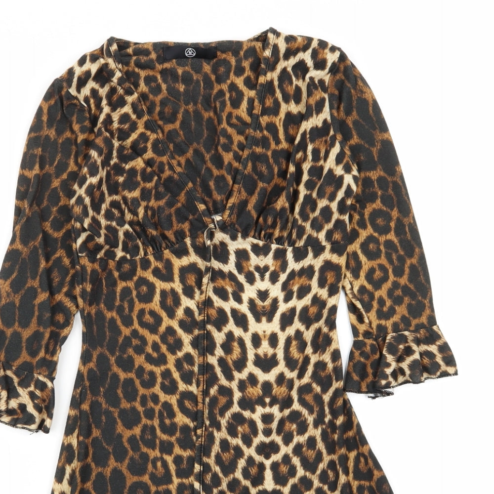 Missguided Womens Multicoloured Animal Print  A-Line  Size 6