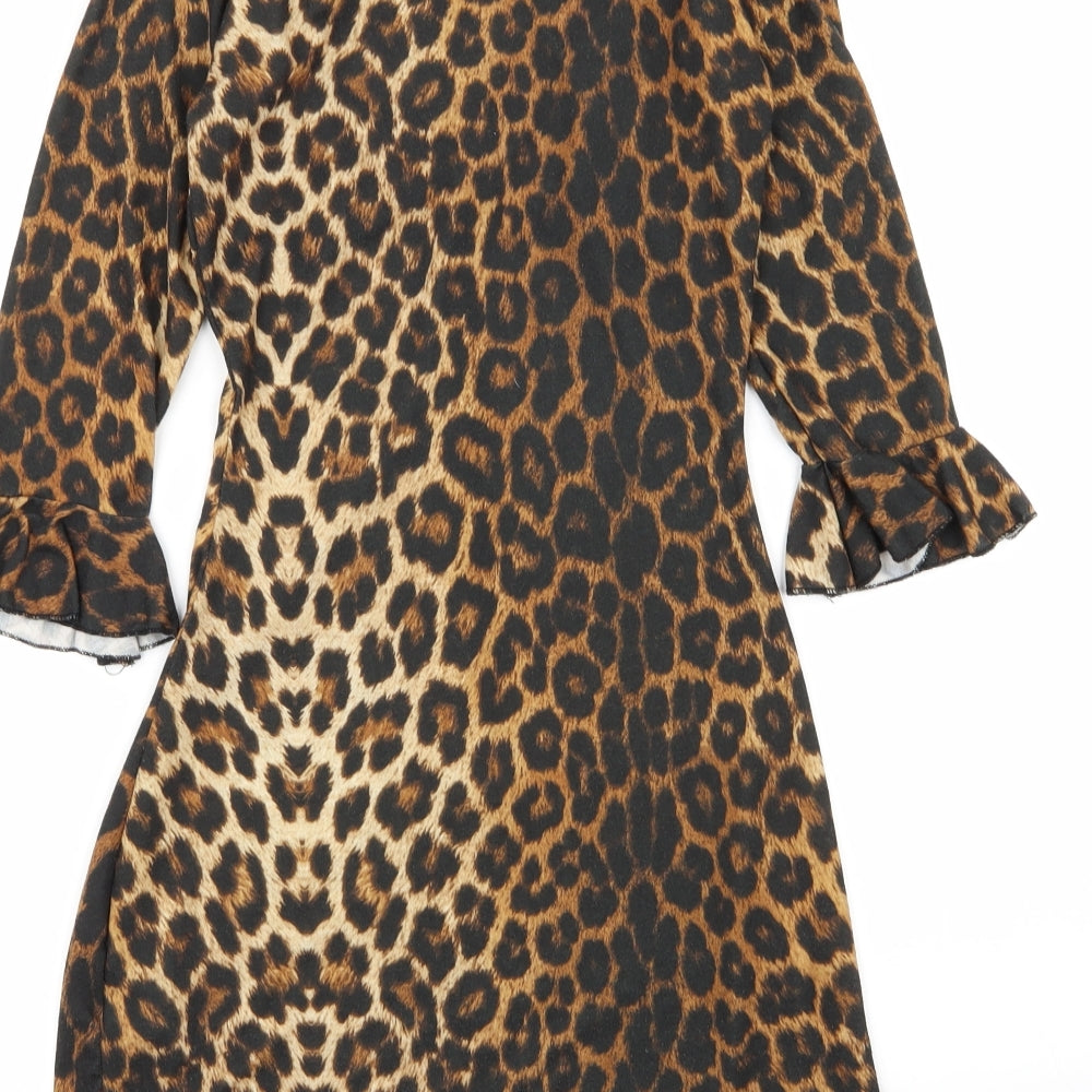 Missguided Womens Multicoloured Animal Print  A-Line  Size 6