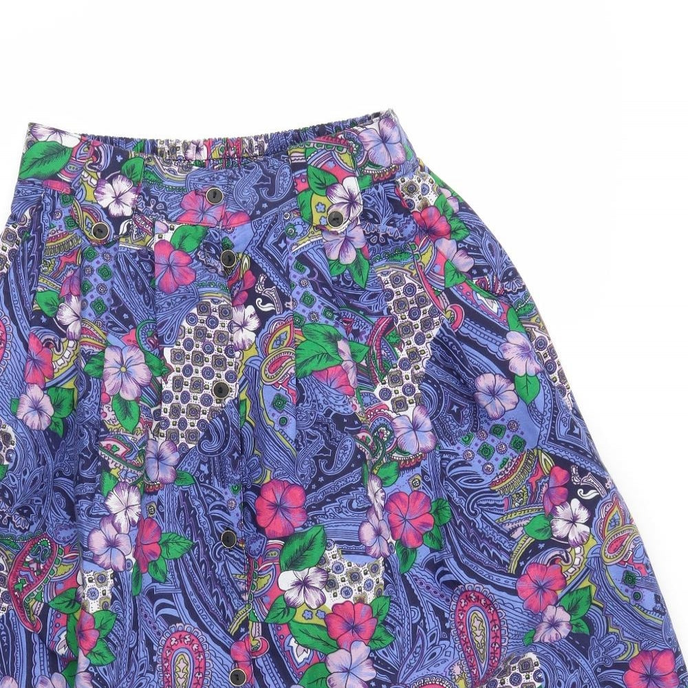 Preworn Womens Multicoloured Floral  Flare Skirt Size 14  - Stretch waistband