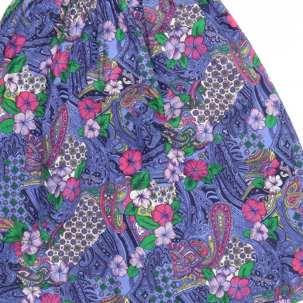 Preworn Womens Multicoloured Floral  Flare Skirt Size 14  - Stretch waistband