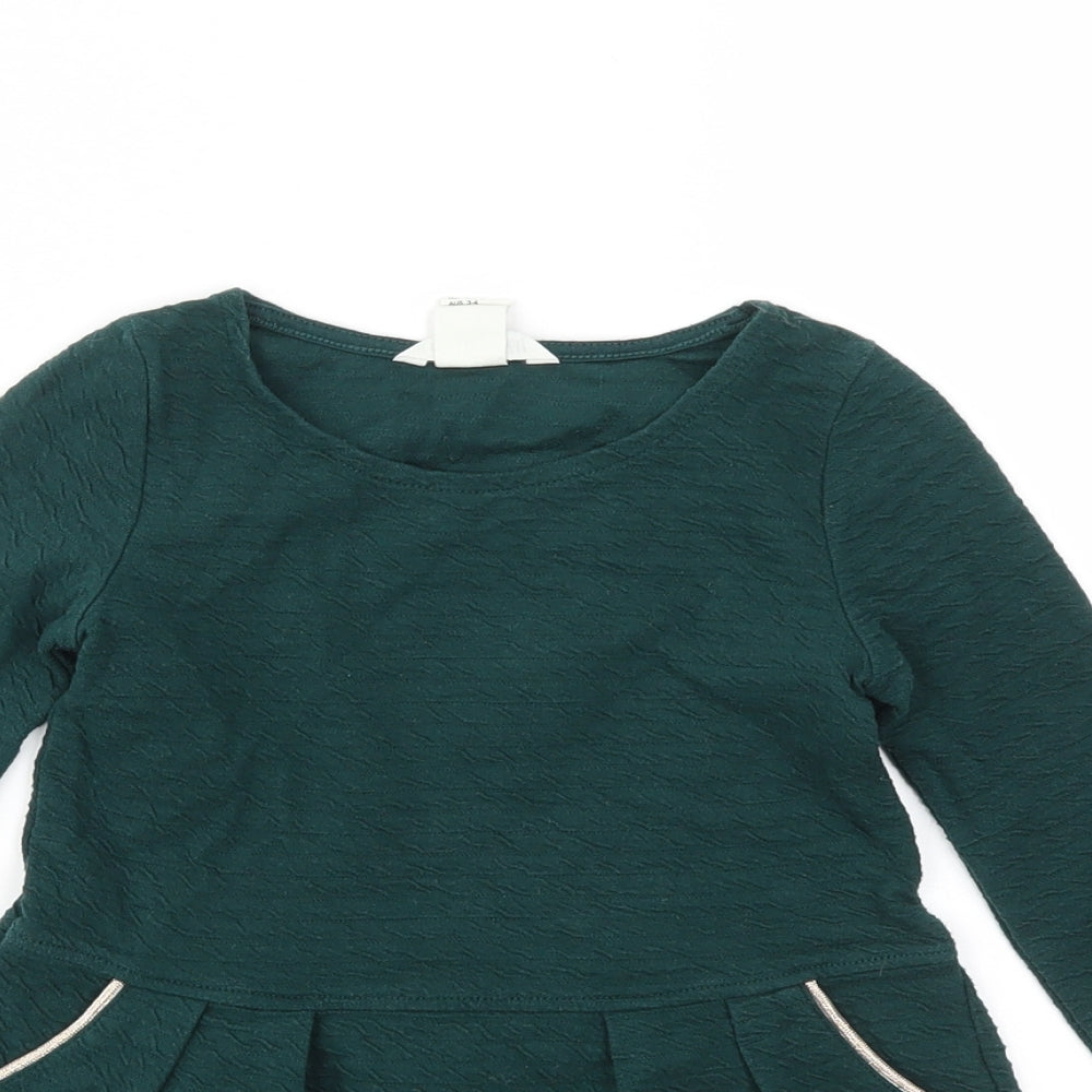 H&M Girls Green   Jumper Dress  Size 3-4 Years