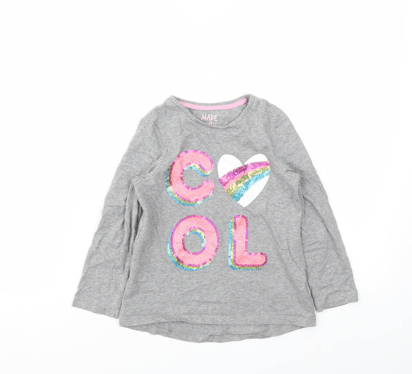 F&F Girls Grey   Basic T-Shirt Size 3-4 Years