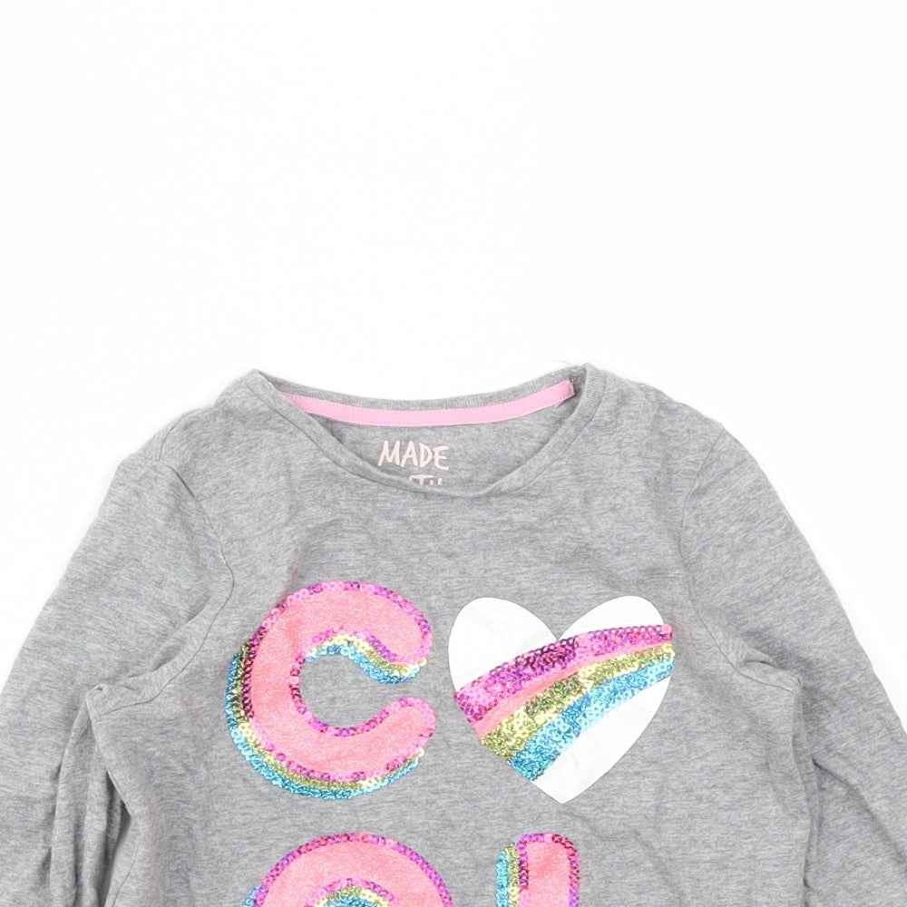 F&F Girls Grey   Basic T-Shirt Size 3-4 Years