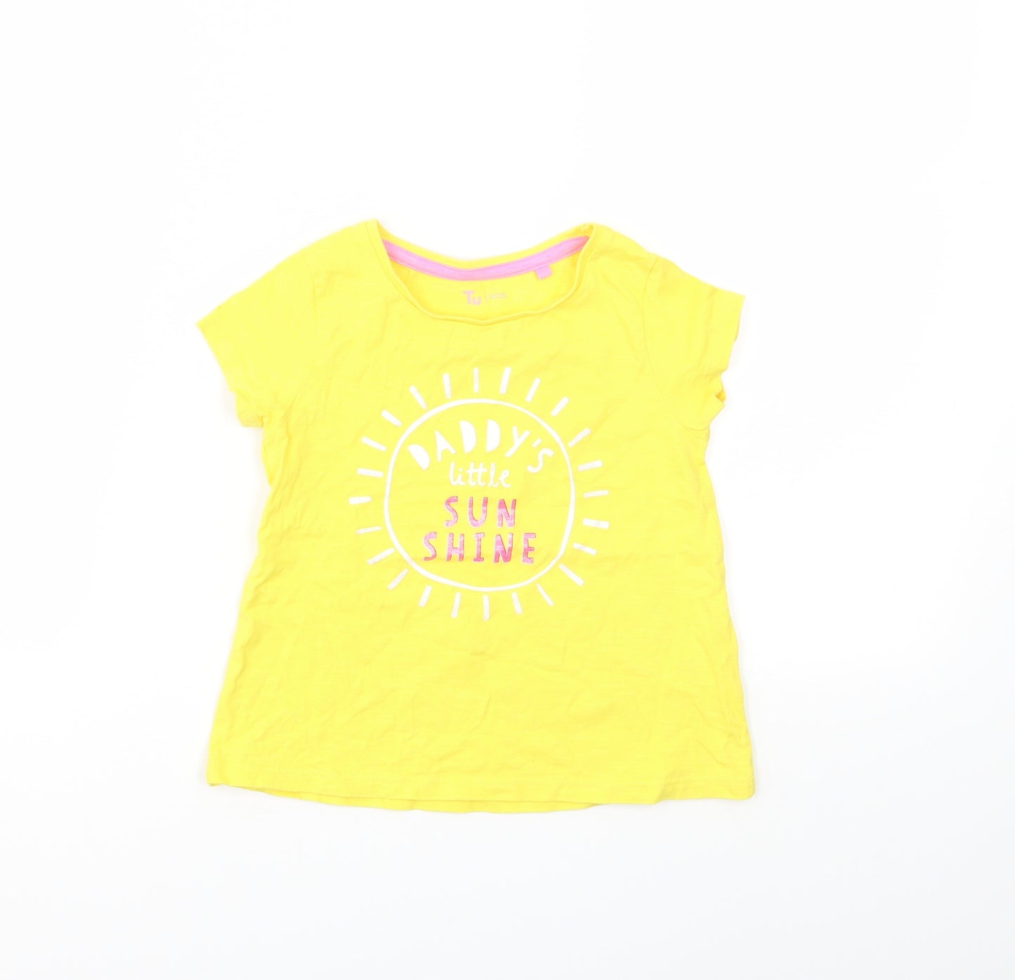 TU Girls Yellow   Basic T-Shirt Size 3-4 Years