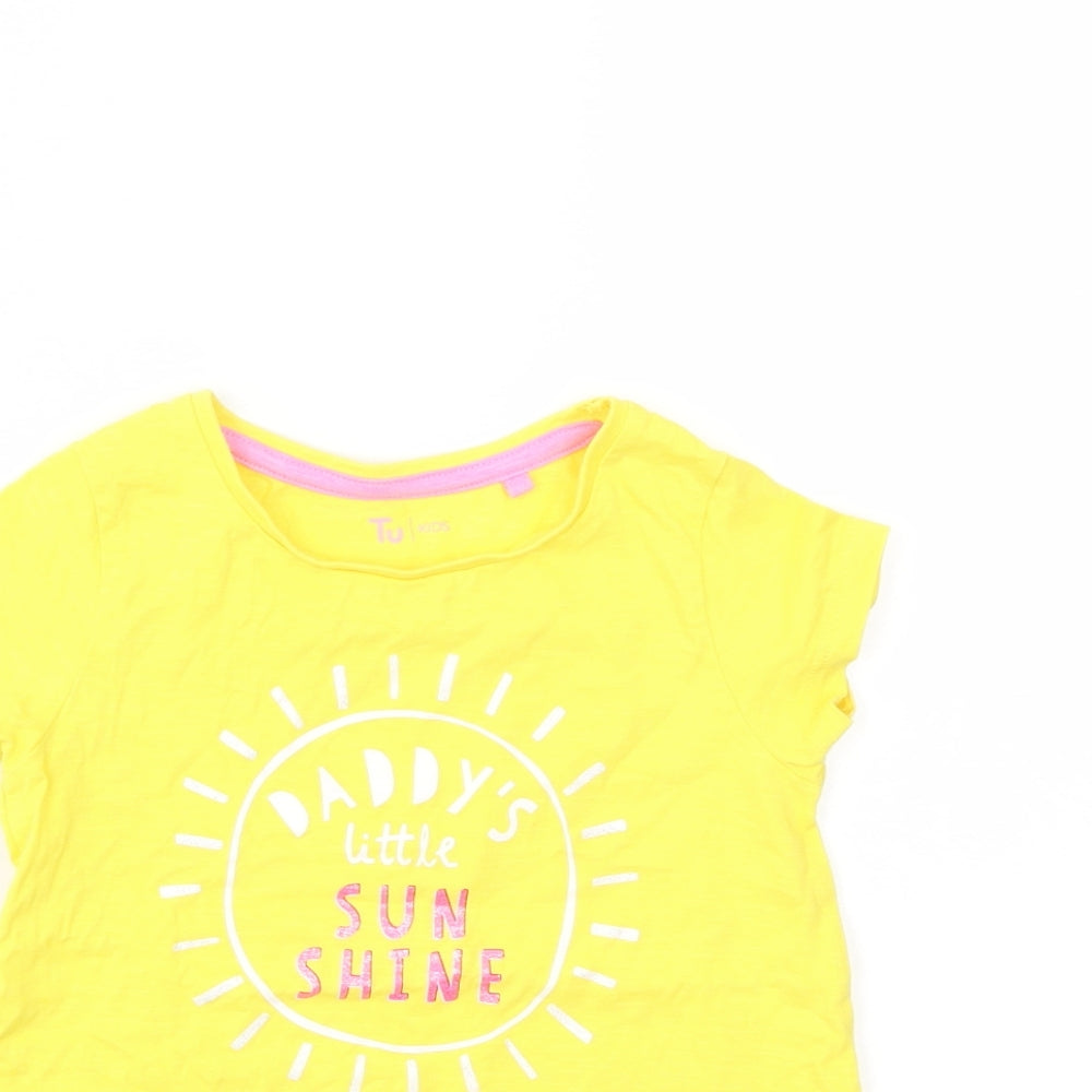 TU Girls Yellow   Basic T-Shirt Size 3-4 Years