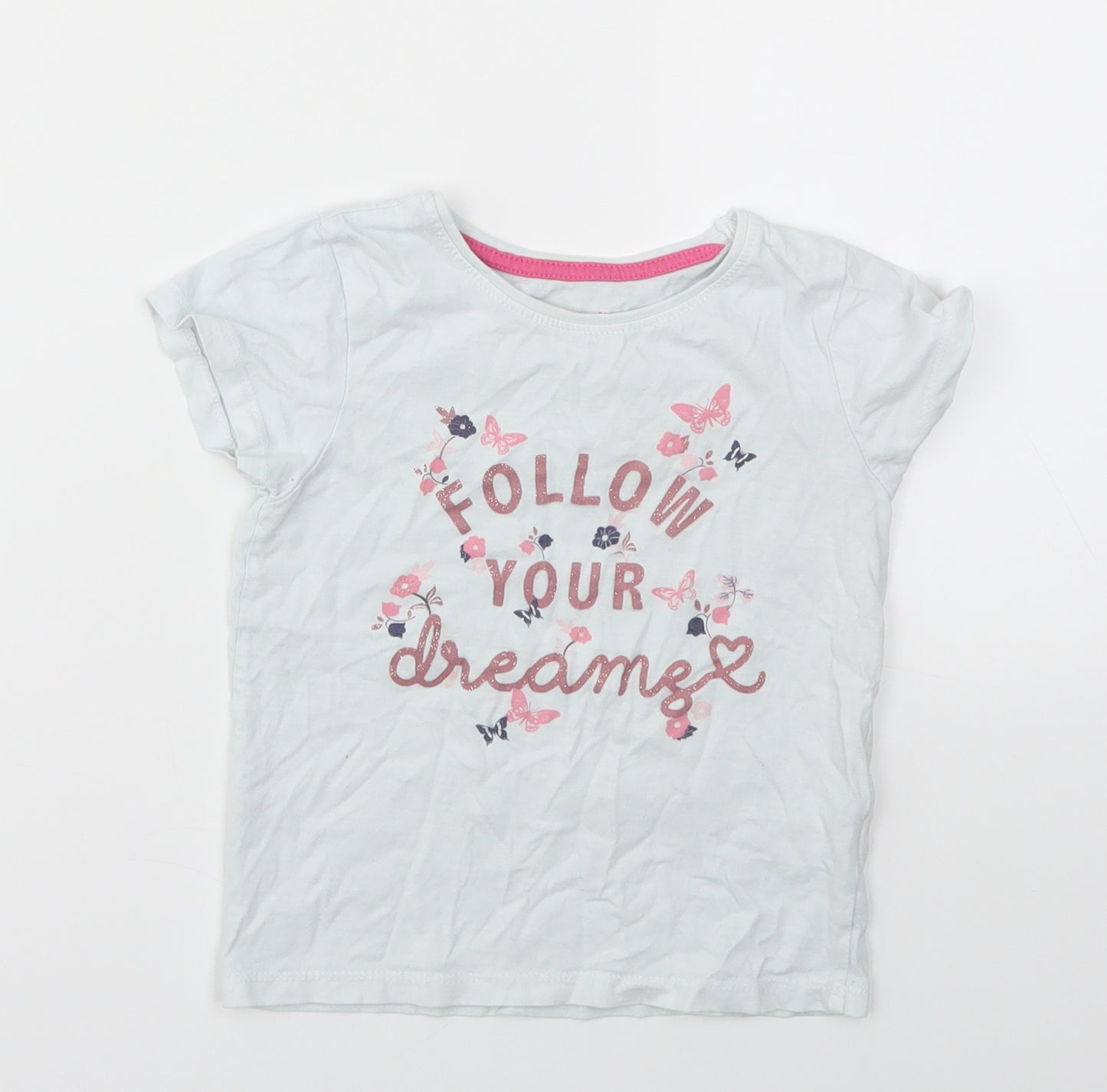 Primark Girls Blue   Basic T-Shirt Size 4-5 Years