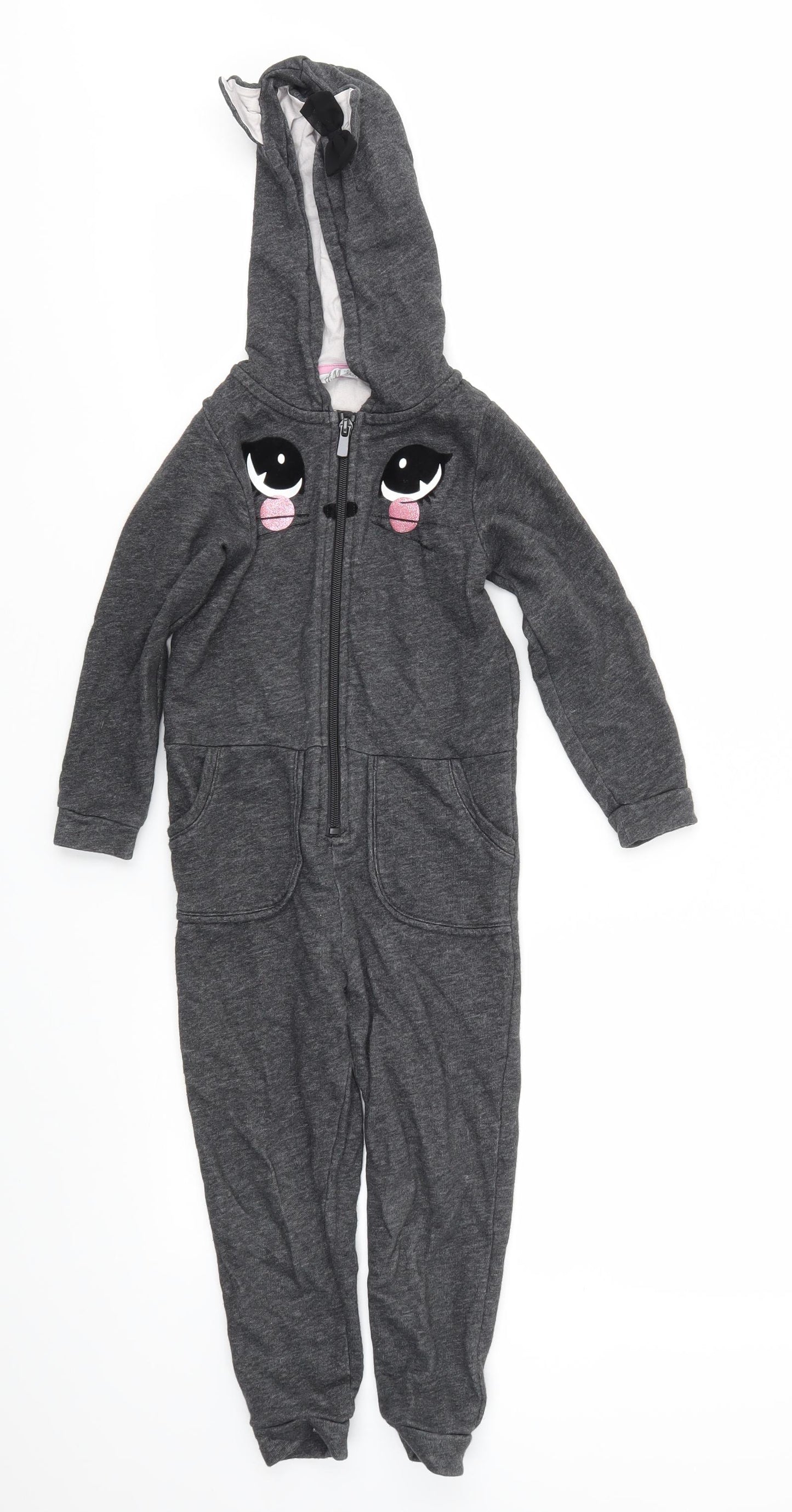 H&M Girls Grey Animal Print  Cami Bodysuit Size 3-4 Years