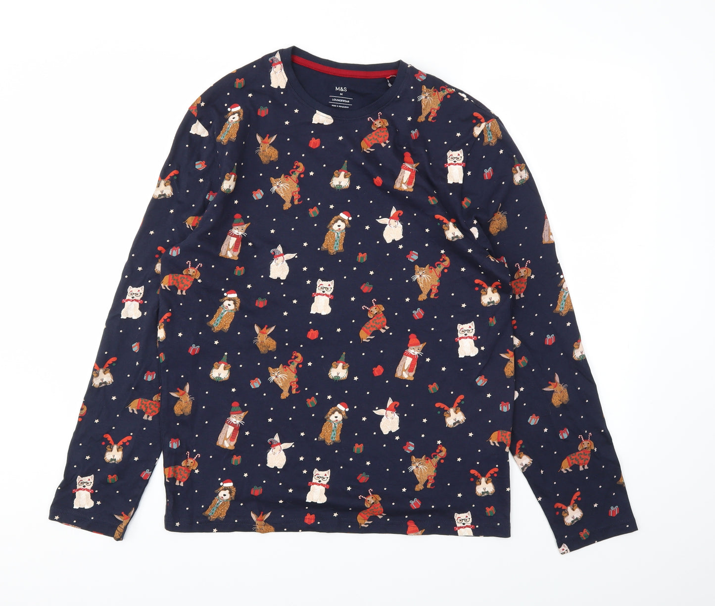 M&S Mens Multicoloured Animal Print   Pyjama Top Size M