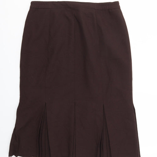 Preworn Womens Brown Houndstooth  Flare Skirt Size 16