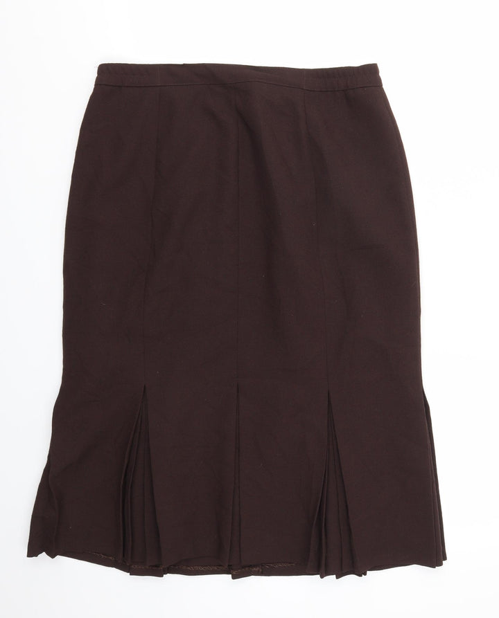 Preworn Womens Brown Houndstooth Flare Skirt Size 16