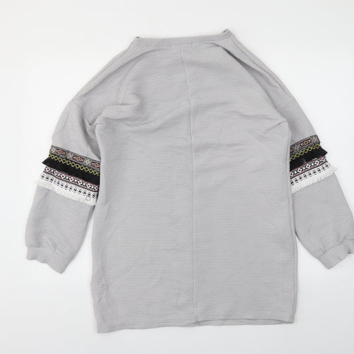 CEMEO ROSE Womens Grey Houndstooth  Jumper Dress  Size L