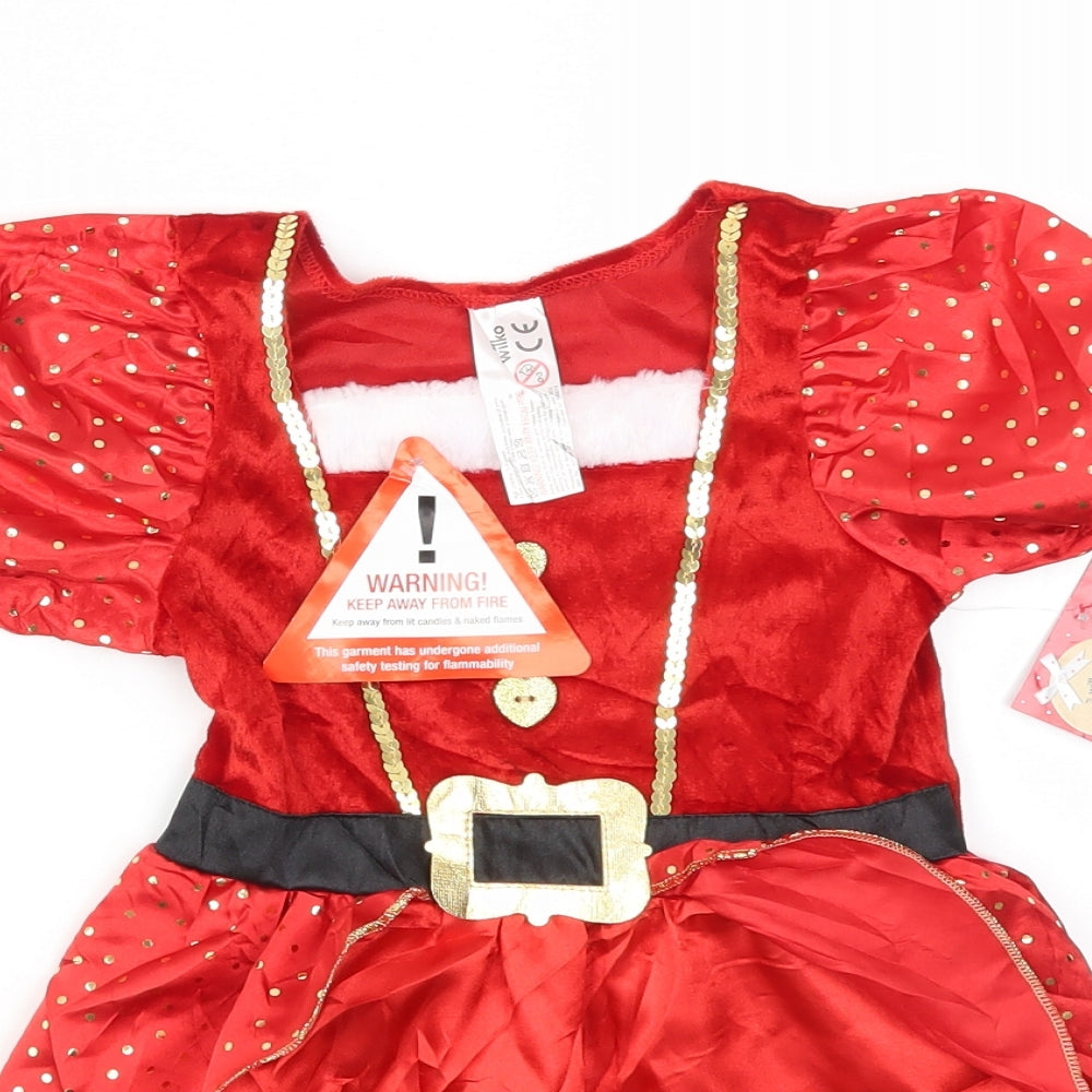 WILKO Girls Red   Fit & Flare  Size 3-4 Years