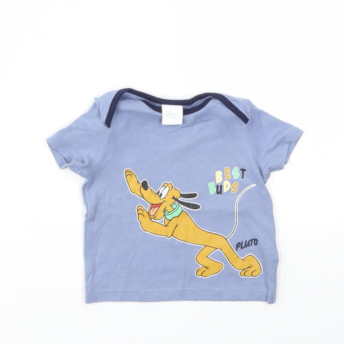 Disney Boys Blue Animal Print  Basic T-Shirt Size 6-9 Months