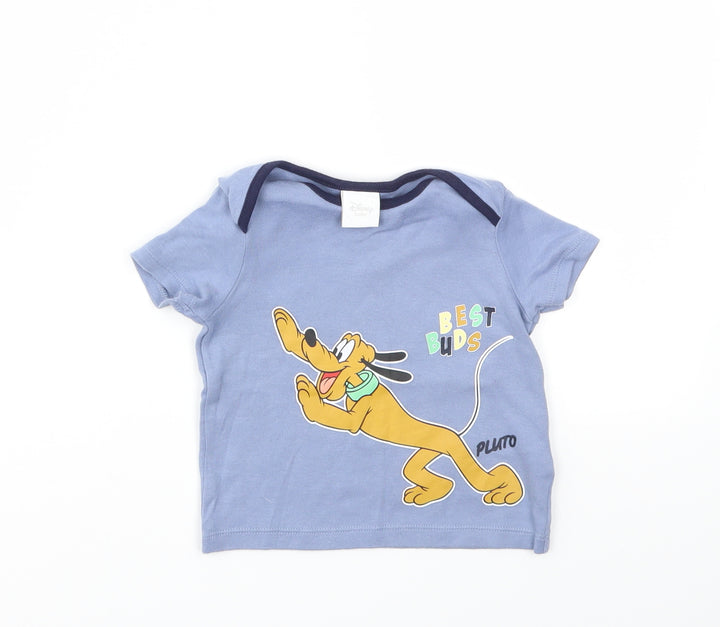 Disney Boys Blue Animal Print  Basic T-Shirt Size 6-9 Months