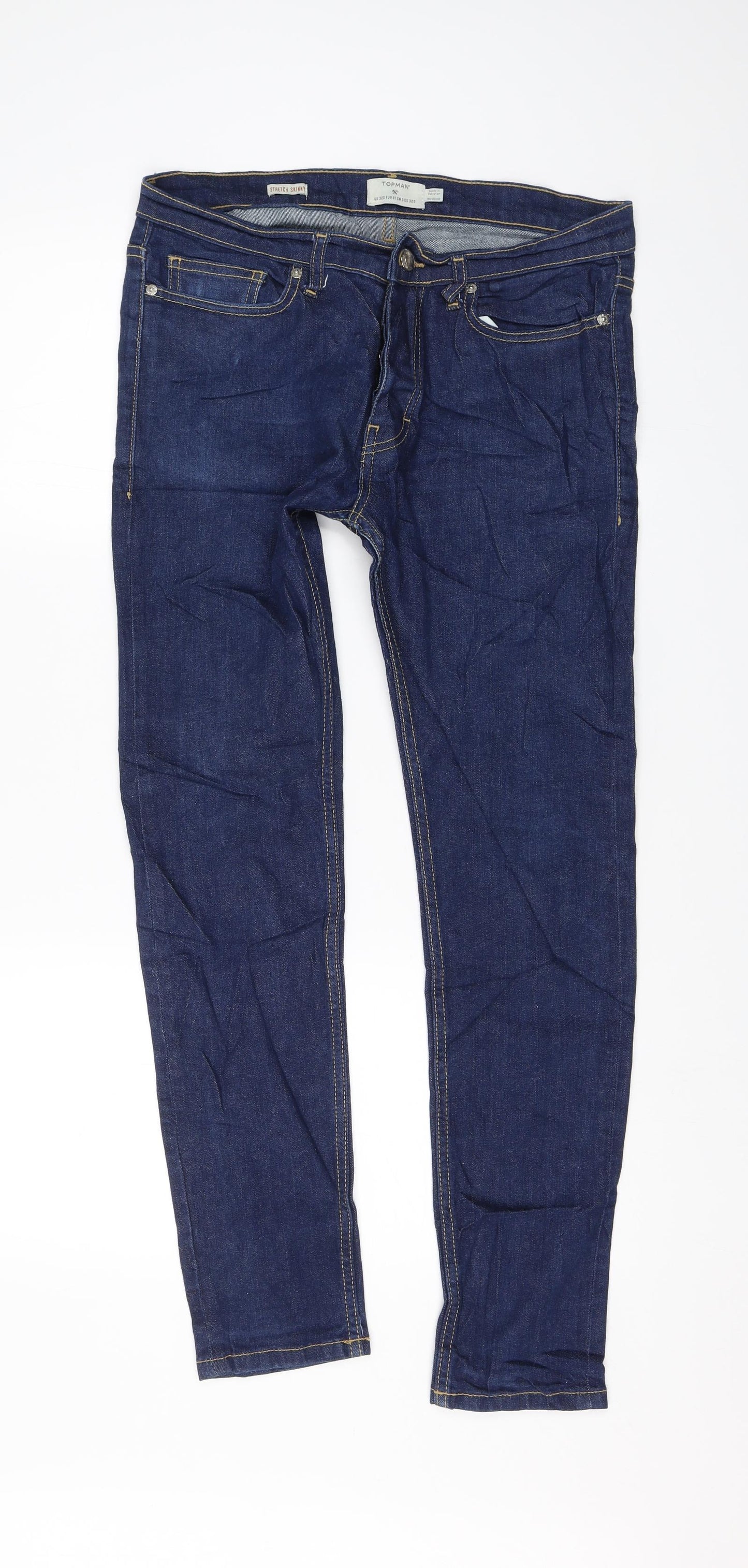 Topman Mens Blue  Denim Skinny Jeans Size 32 L28 in