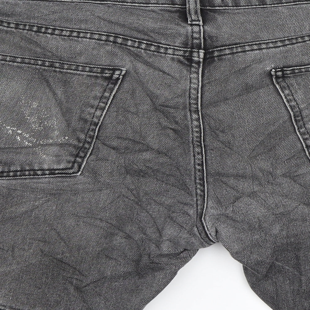 Topman Mens Black  Denim Bermuda Shorts Size 38