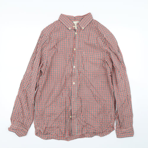 H&M Mens Red Check   Button-Up Size M