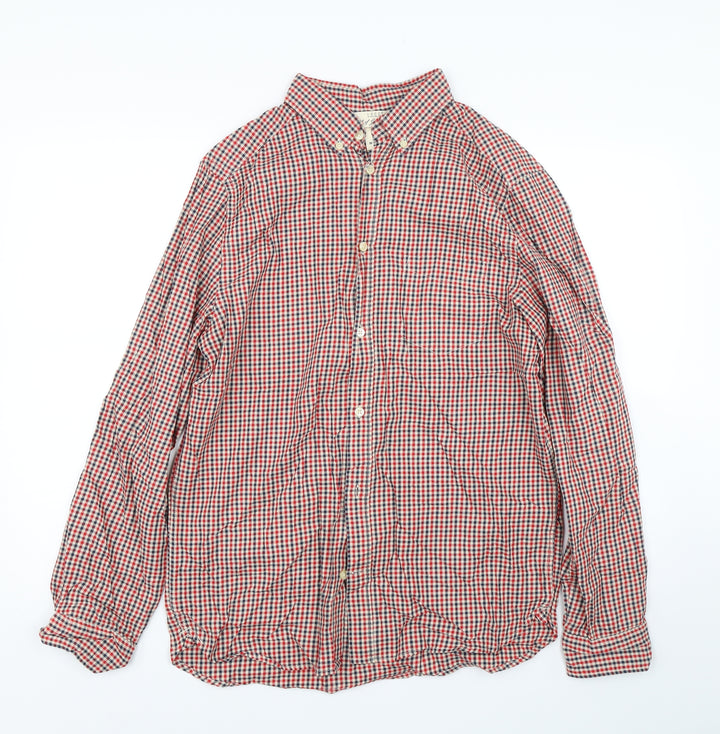 H&M Mens Red Check   Button-Up Size M