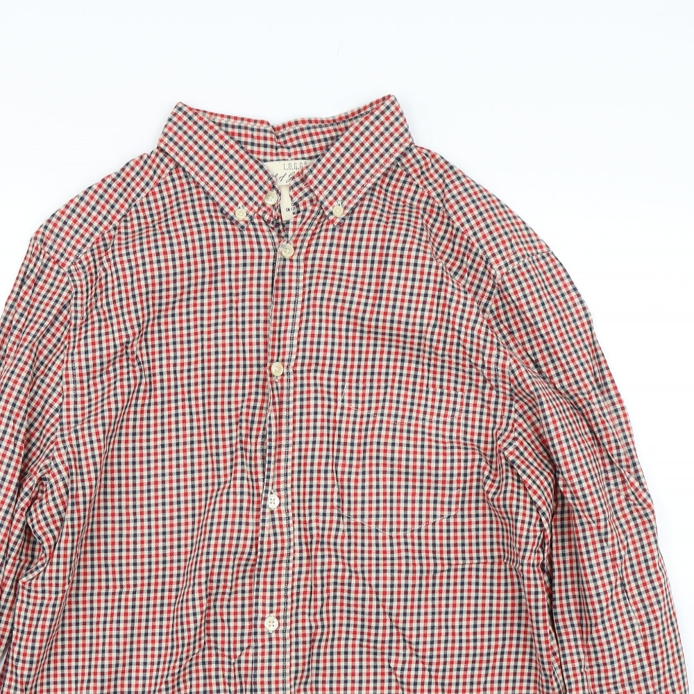 H&M Mens Red Check   Button-Up Size M