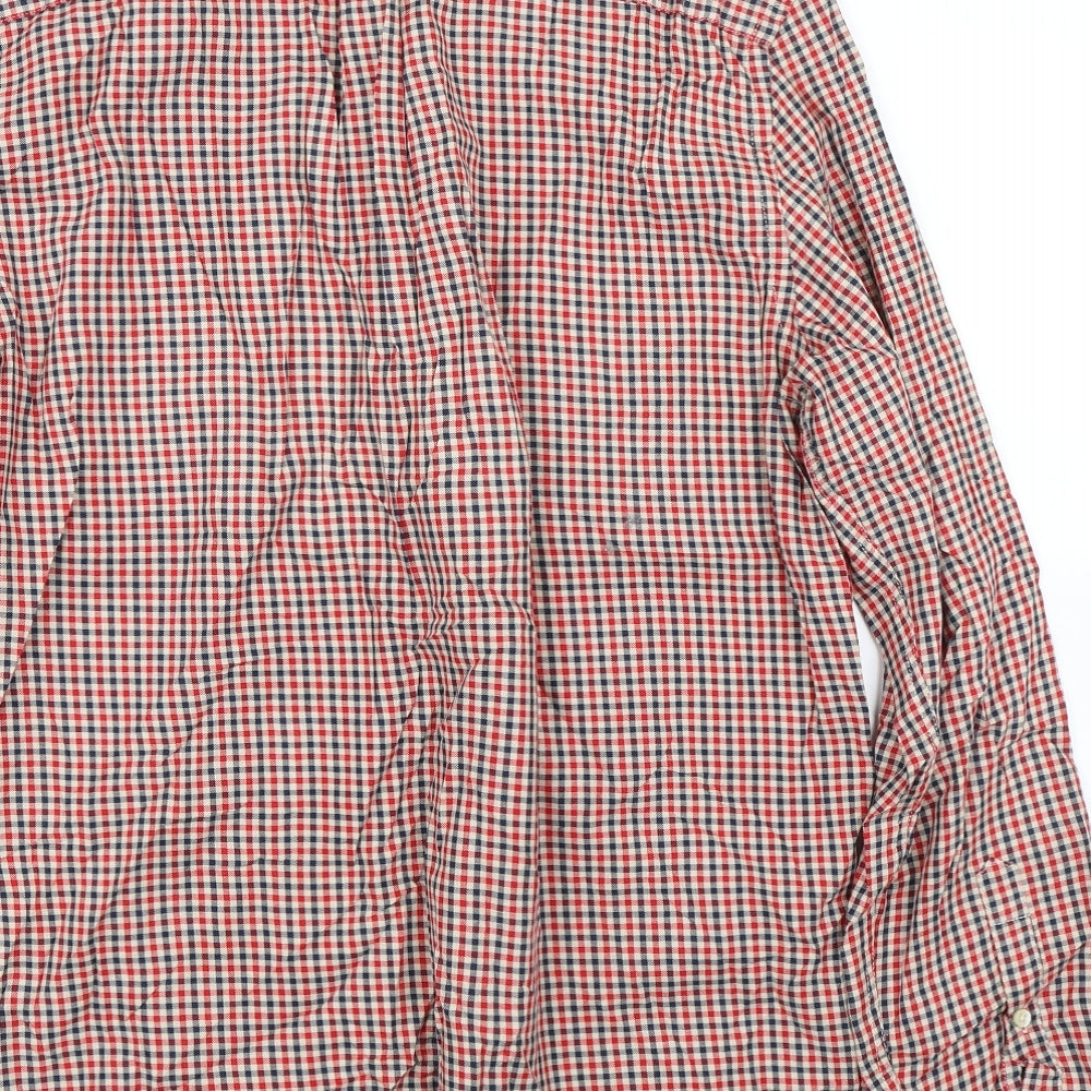 H&M Mens Red Check   Button-Up Size M