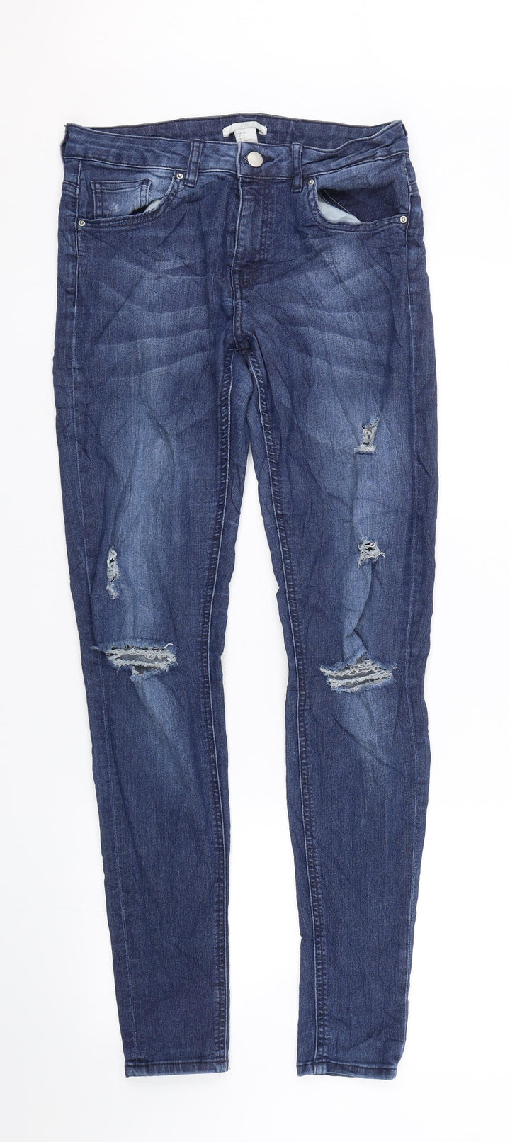 H&M Womens Blue Denim Skinny Jeans Size 10 L30.5 in