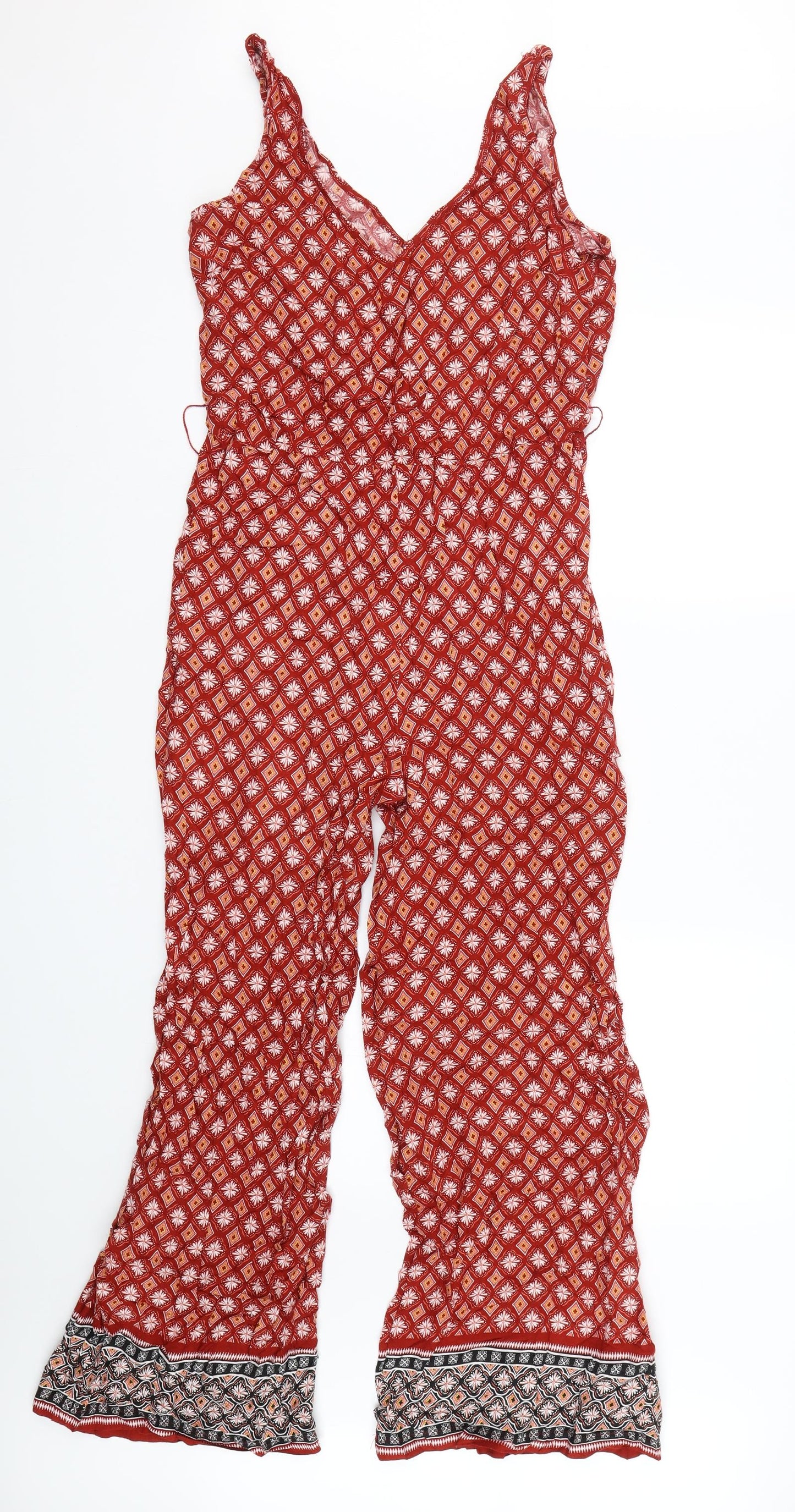 Principles Womens Red Argyle/Diamond  Playsuit One-Piece Size 12 L28 in