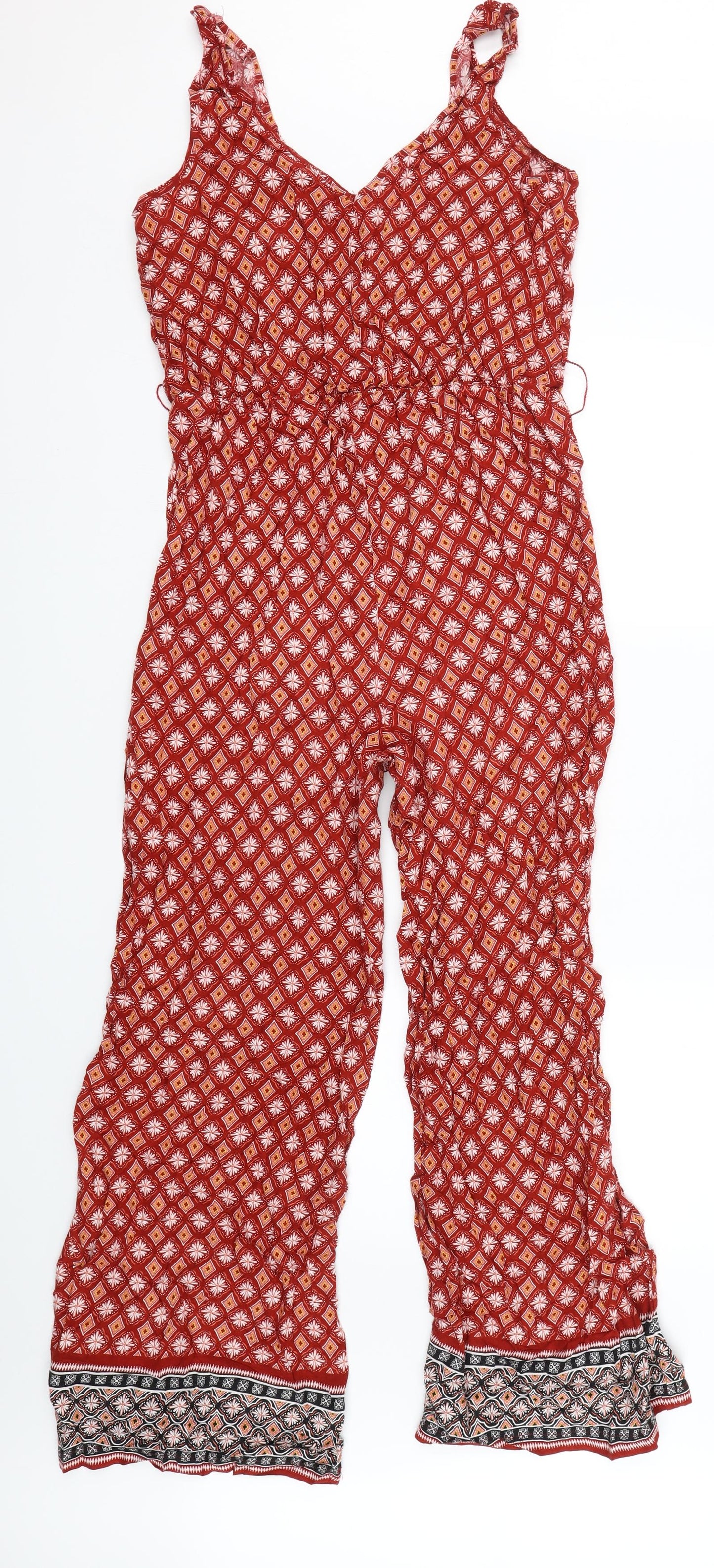 Principles Womens Red Argyle/Diamond  Playsuit One-Piece Size 12 L28 in