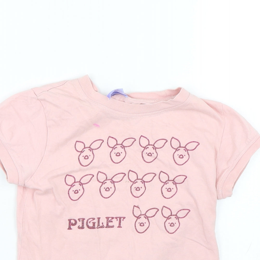 Disney Girls Pink   Basic T-Shirt Size 11-12 Years  - Piglet