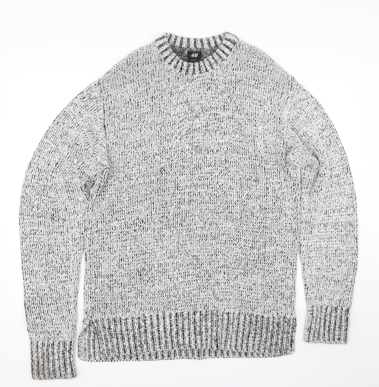 H&M Mens Grey  Knit Pullover Jumper Size M
