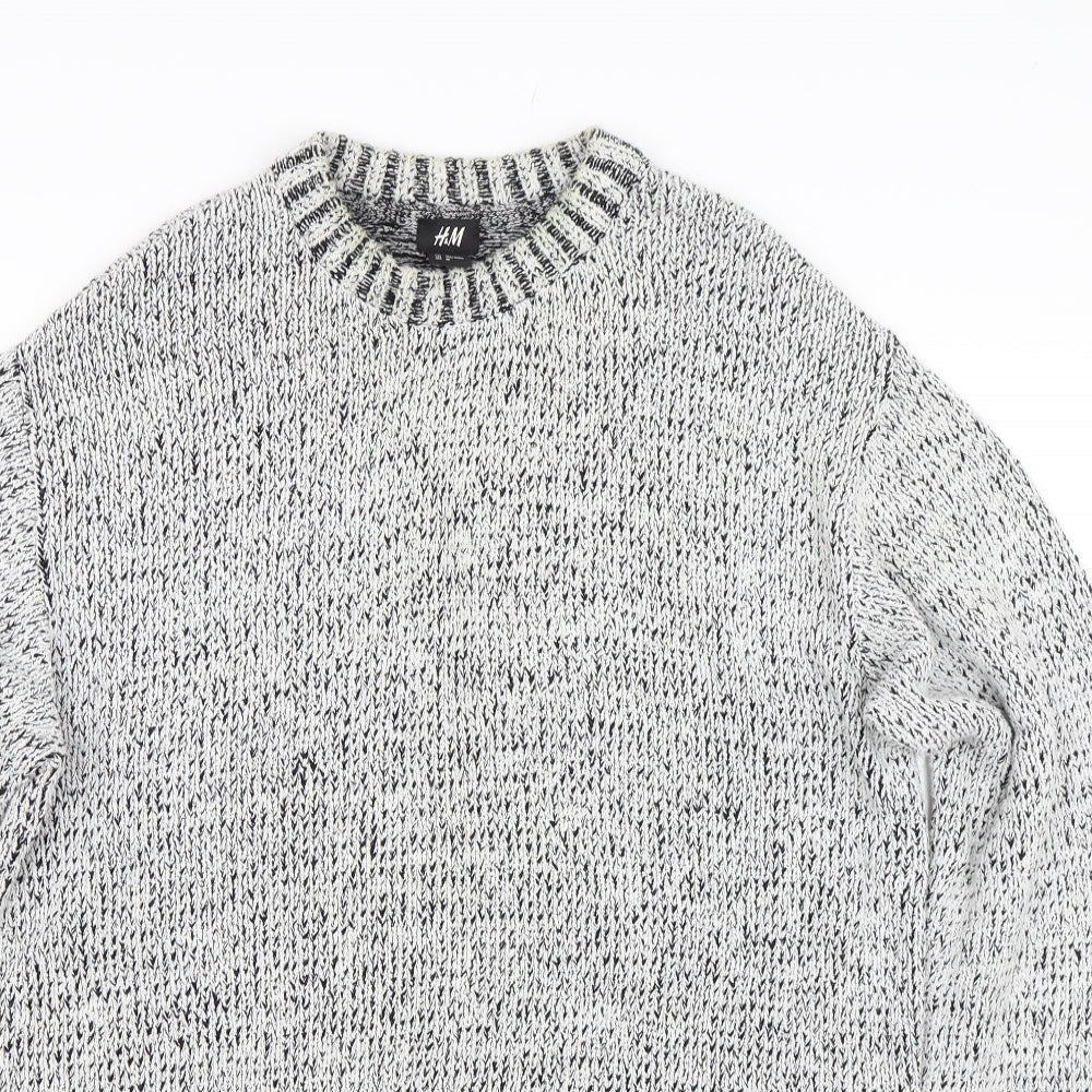 H&M Mens Grey  Knit Pullover Jumper Size M