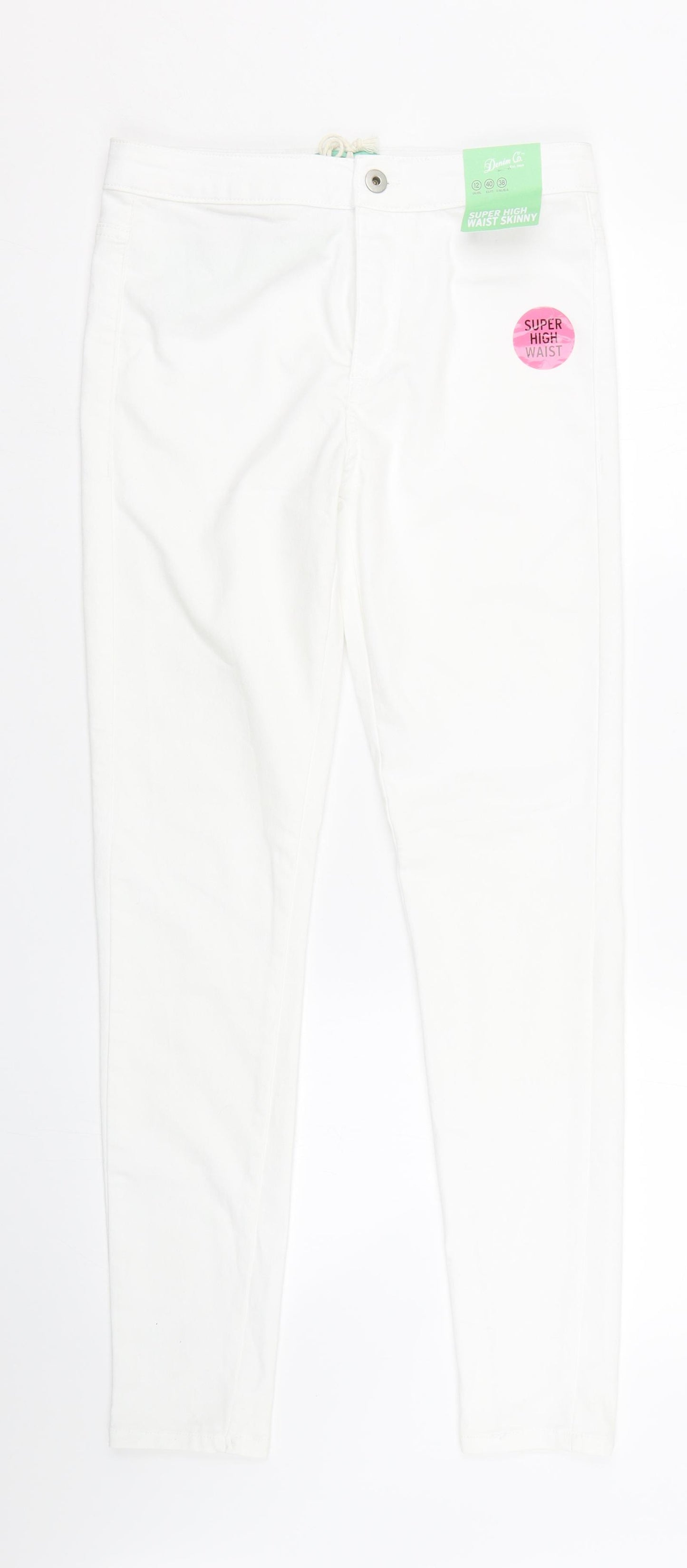 Primark Womens White  Denim Skinny Jeans Size 12 L28 in