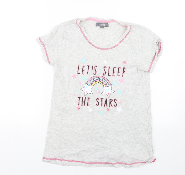 Studio Sleepover Girls Grey Top Pyjama Top Size S