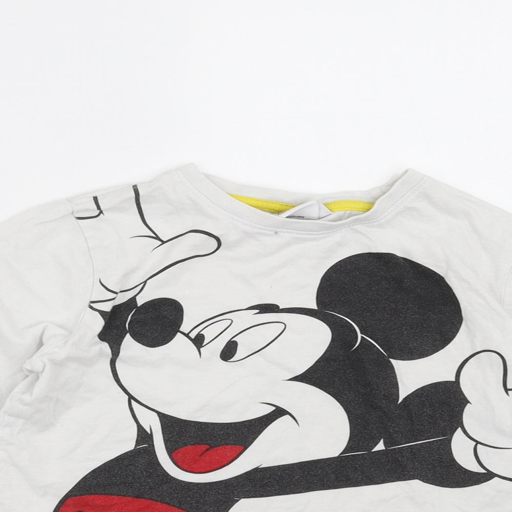 Primark Boys White Solid   Pyjama Top Size 6-7 Years  - Mickey mouse