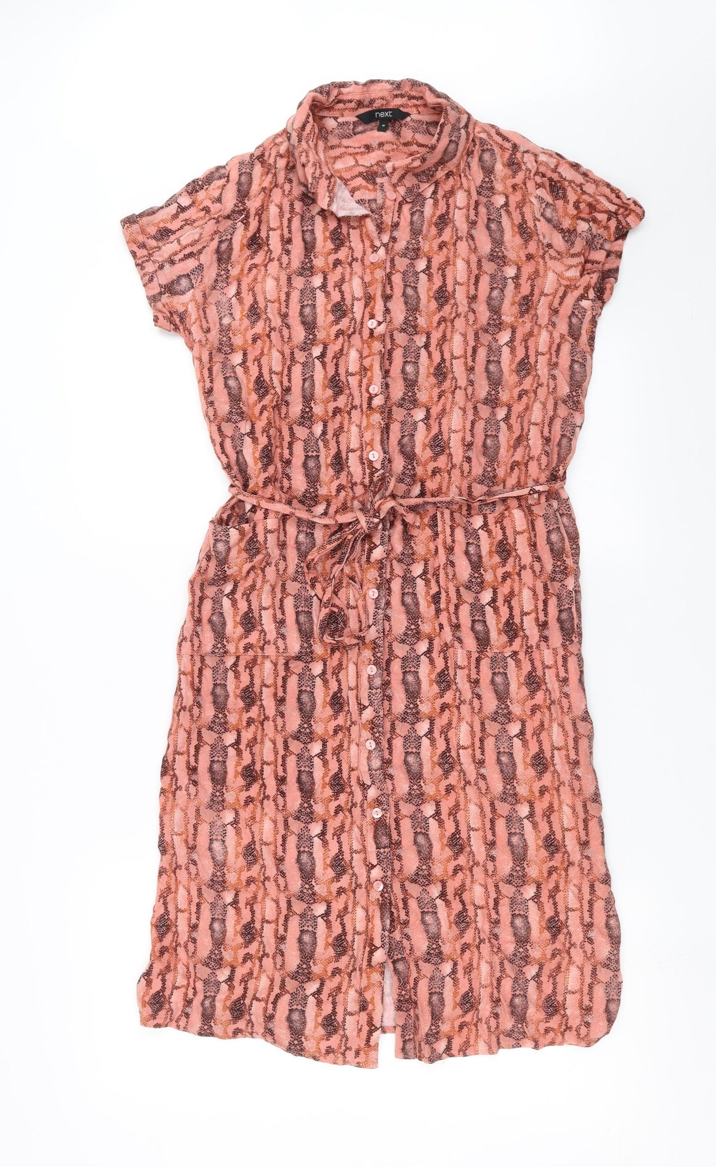 NEXT Womens Pink Animal Print  Shirt Dress  Size 10