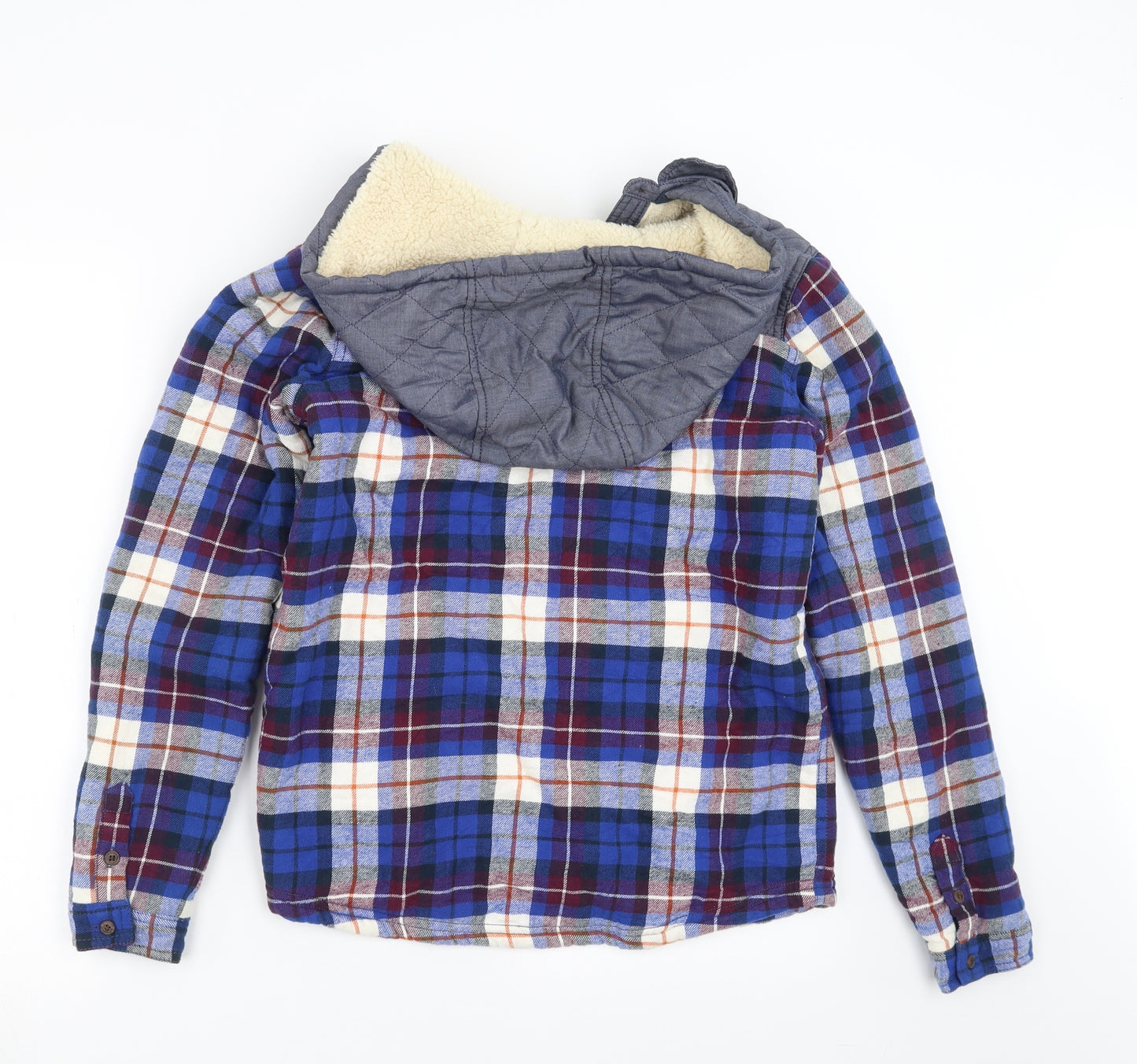 F&F Boys Blue Plaid  Jacket  Size 13-14 Years  - fleece lined