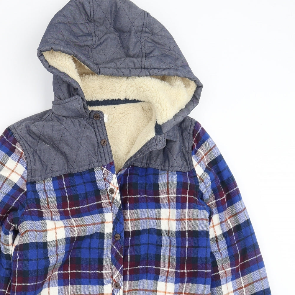 F&F Boys Blue Plaid  Jacket  Size 13-14 Years  - fleece lined