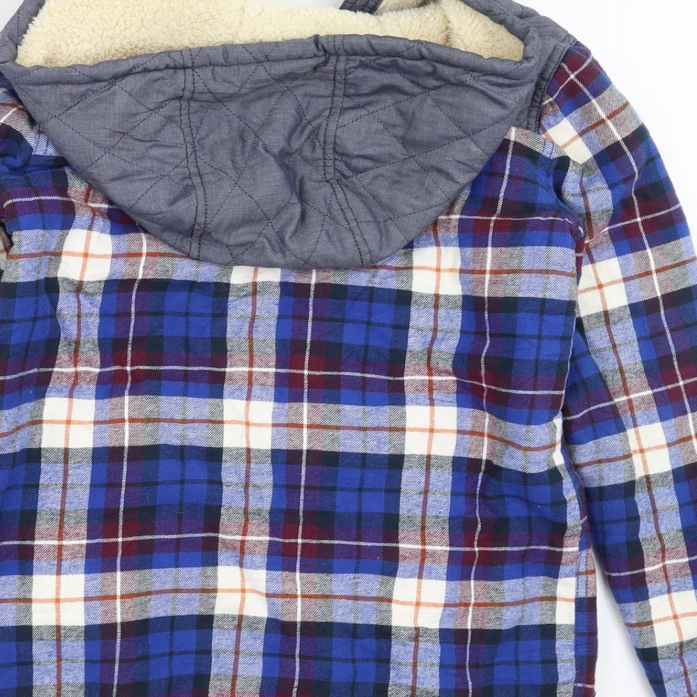 F&F Boys Blue Plaid  Jacket  Size 13-14 Years  - fleece lined
