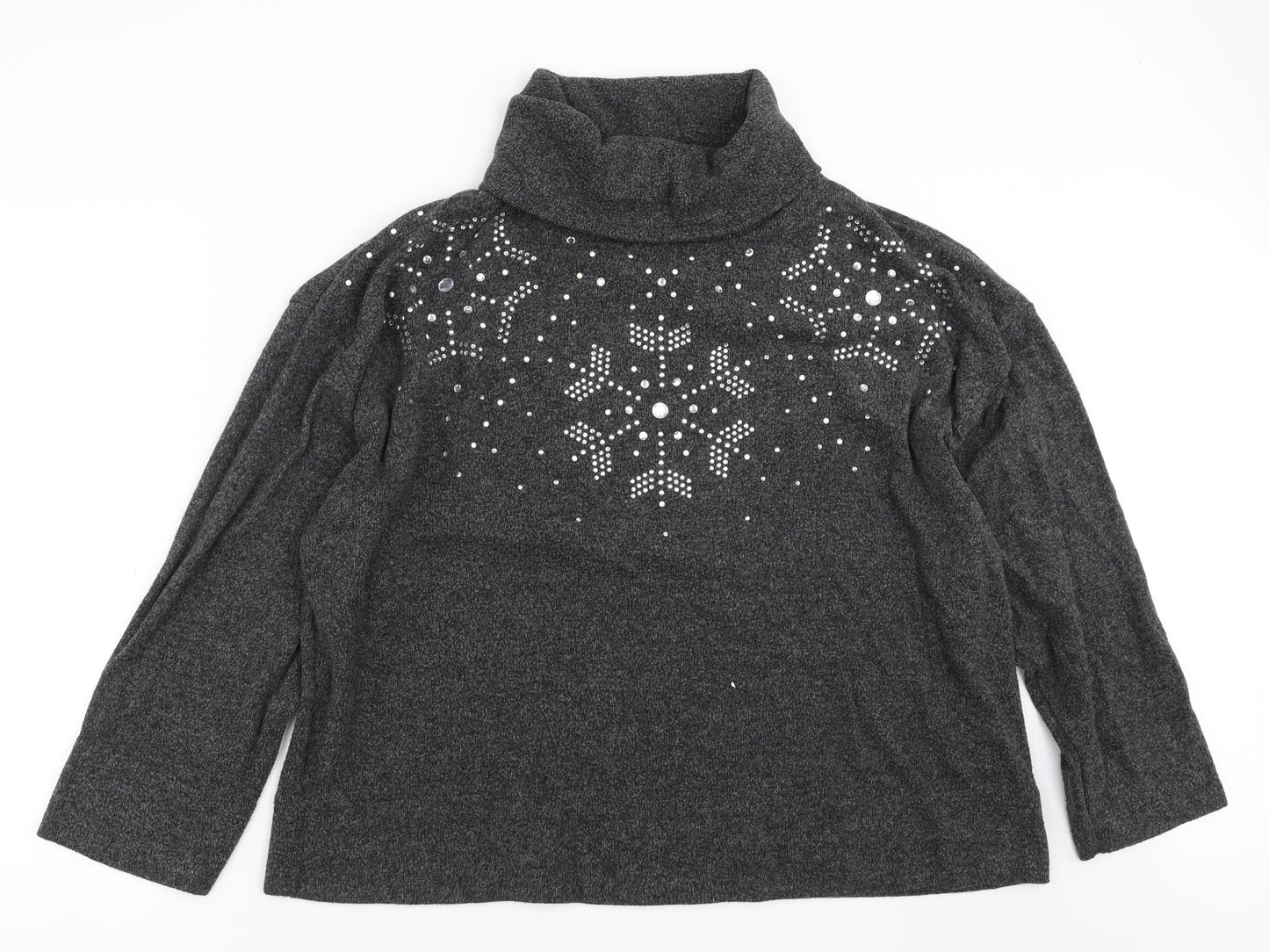 TU Womens Grey  Knit Pullover Jumper Size 20  - Snowflake Print