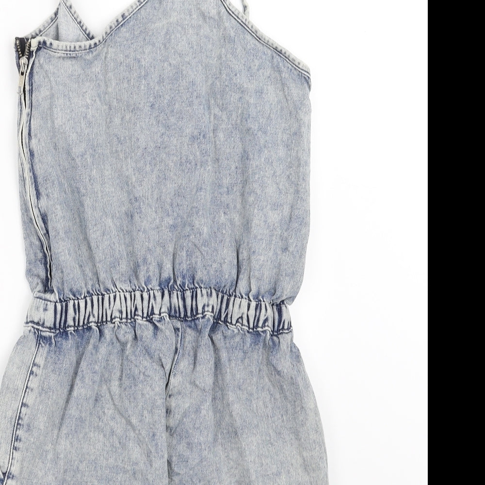 Topshop Girls Blue  Denim Playsuit One-Piece Size 8 Years