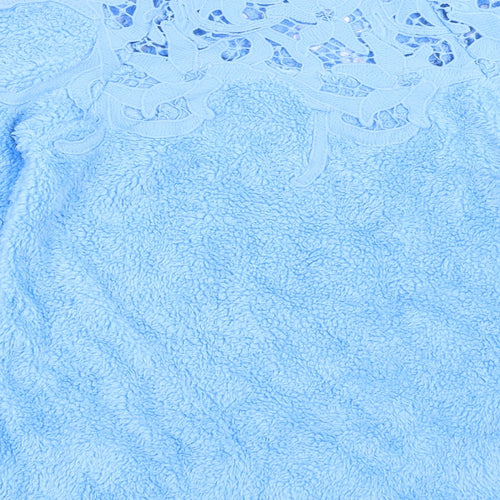 Preworn Womens Blue  Fleece Pullover Jumper Size S  - crochet neckline