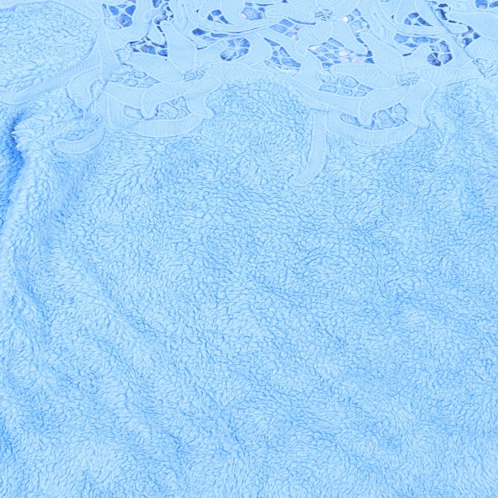Preworn Womens Blue  Fleece Pullover Jumper Size S  - crochet neckline