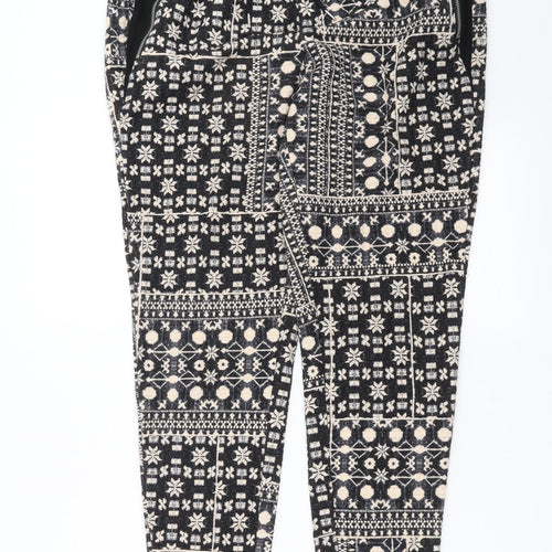 H&M Womens Black Geometric  Jogger Trousers Size S L29 in