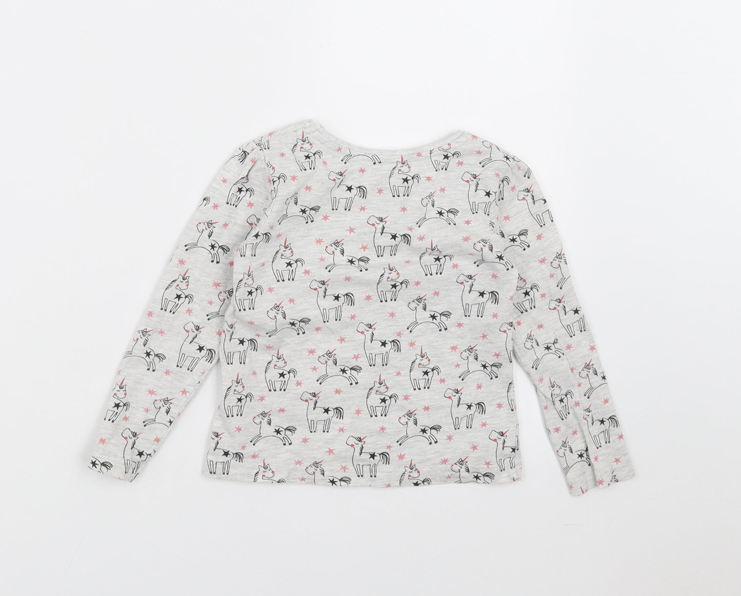 Primark Girls Grey   Basic T-Shirt Size 3-4 Years  - unicorn